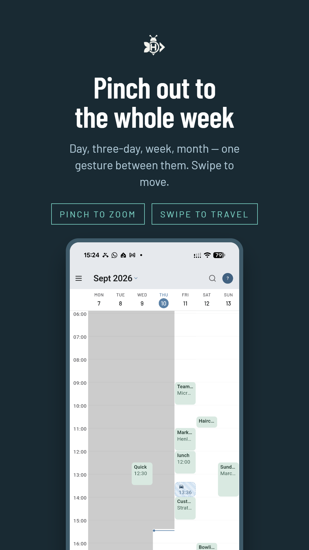 Momentum — pinching between week and day zoom levels