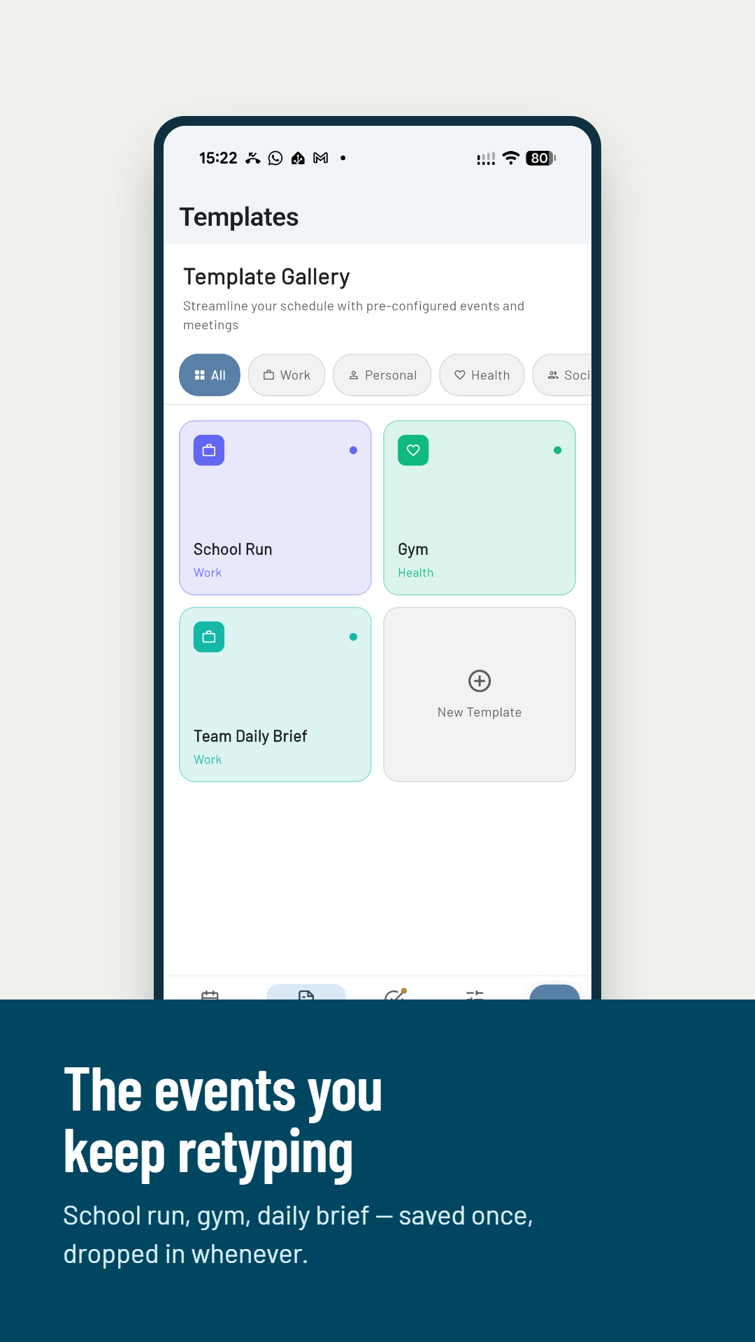 Momentum — event templates for repeated journeys
