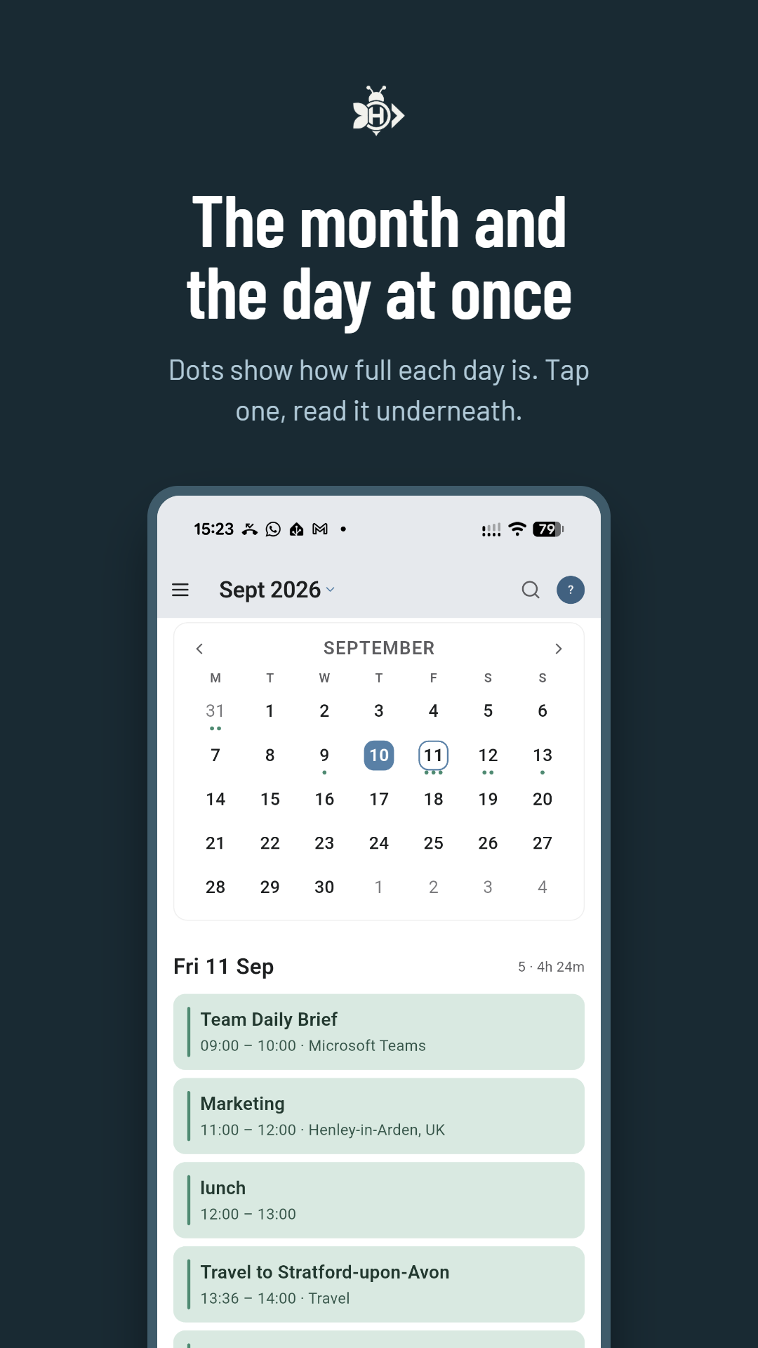 Momentum — month and day views side by side