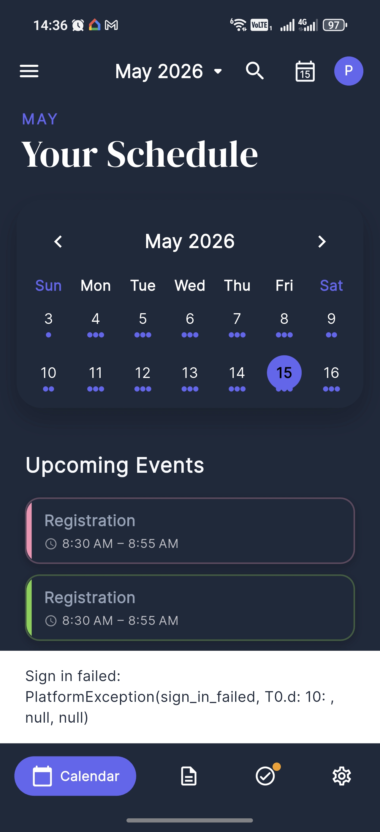 Momentum Calendar main calendar view